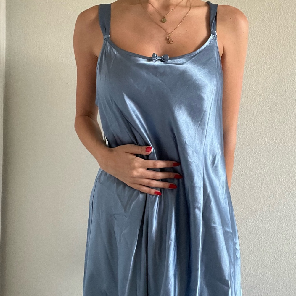 Vintage Satin Blue Slip Dress